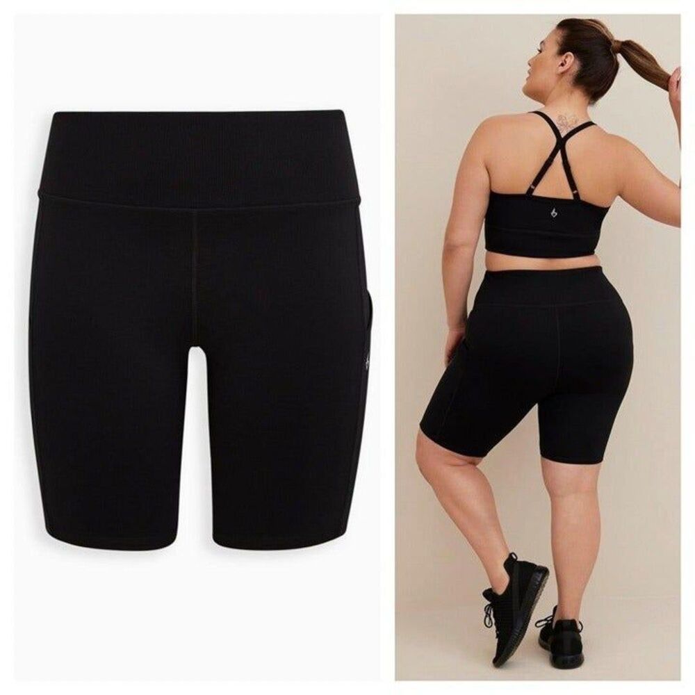 Torrid Performance Core 9 Inch Active Bike Short With Rib Trim - Picture 2 of 3